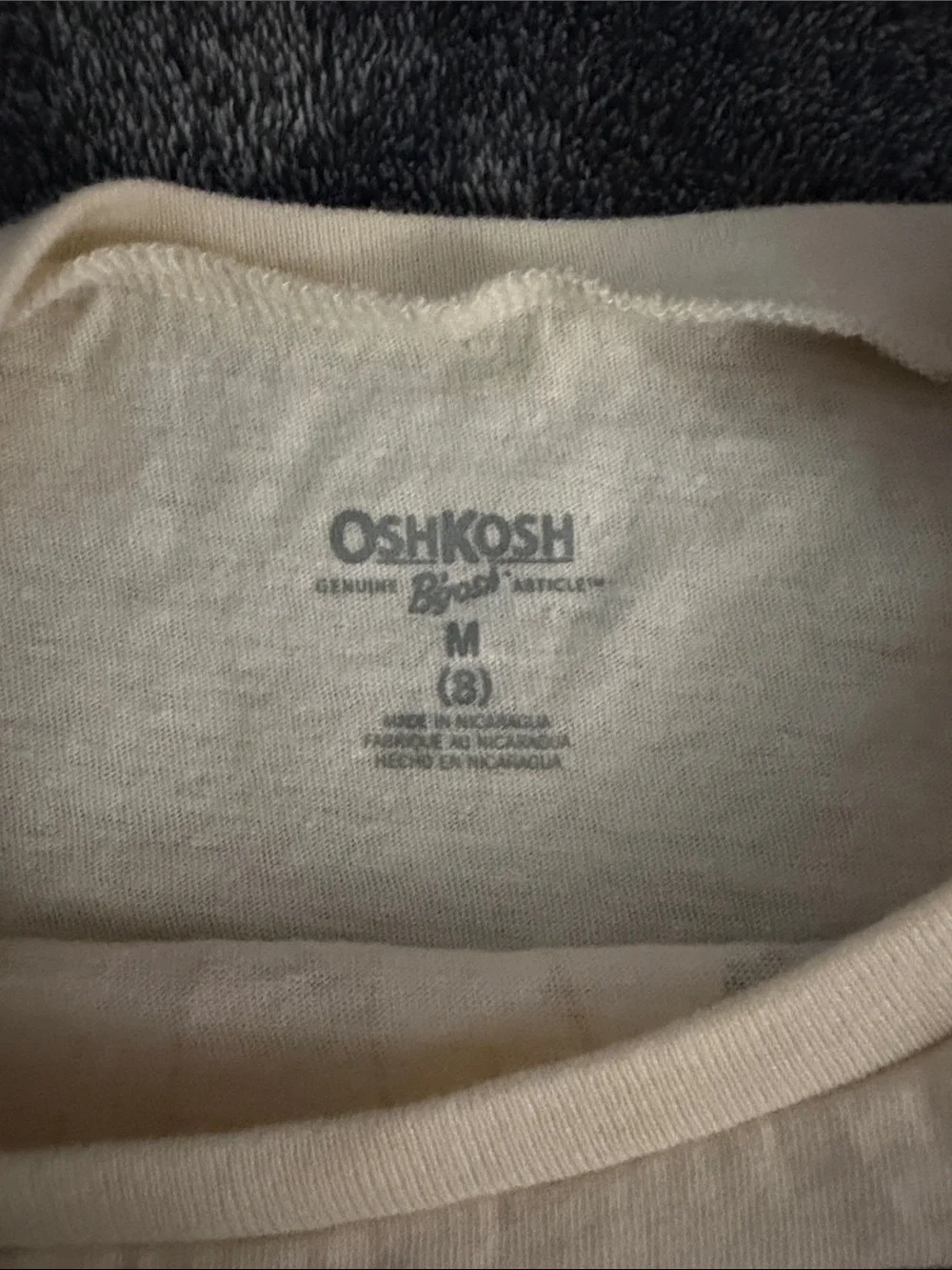 OshKosh B'gosh Cream Long-Sleeve Tee with Red-Pink Ghost Graphic